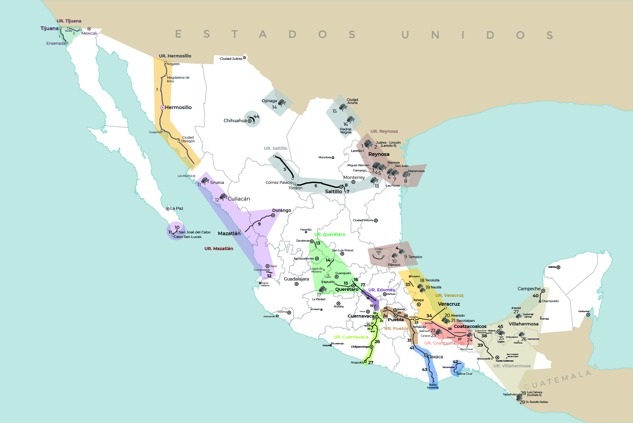 Mapa de cobertura CAPUFE e IAVE